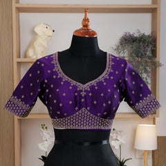 Purple Silk Blouse with Sweetheart Neck - Akshayi