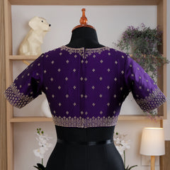 Purple Silk Blouse with Sweetheart Neck - Akshayi