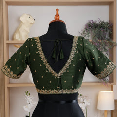 Green V Neck Silk Blouse - Akshayi