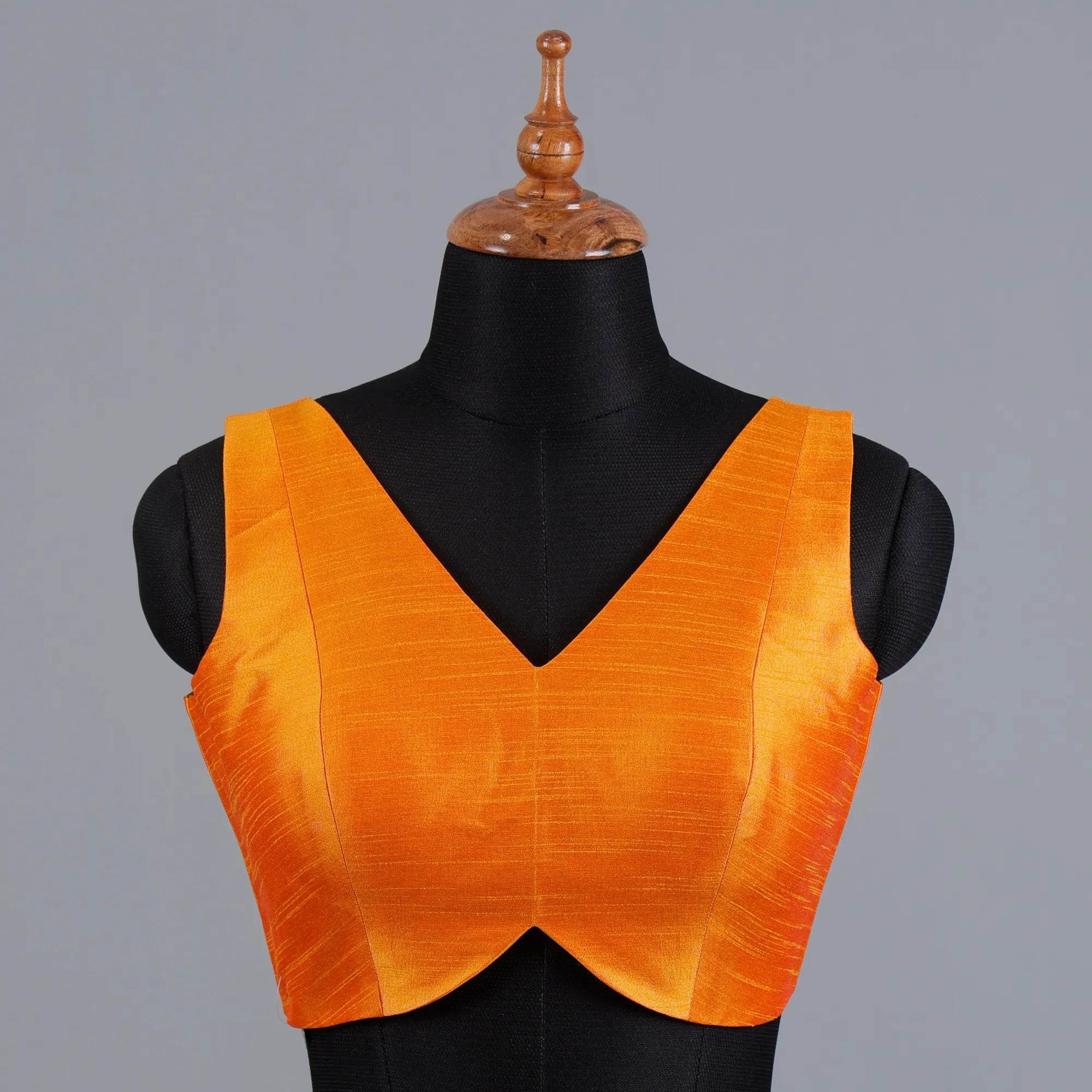 Golden Yellow Sleeveless Blouse with V-Neck - Adi Akshoy & Co.