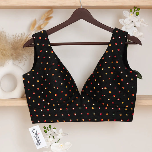 Black Sleeveless Blouse with V - Neck - Akshayi