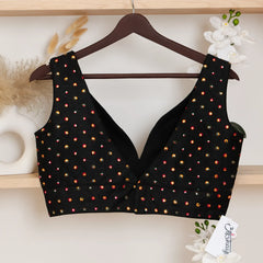 Black Sleeveless Blouse with V - Neck - Akshayi