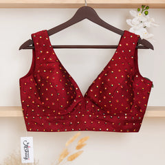 Maroon Sleeveless Blouse with V - Neck - Akshayi