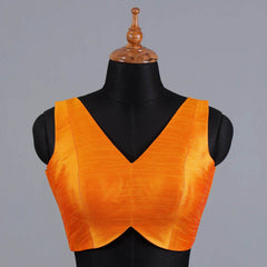 Golden Yellow Sleeveless Blouse with V-Neck - Adi Akshoy & Co.