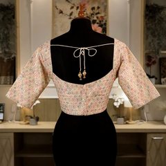 White Square Round Neck with Embroidery work Blouse