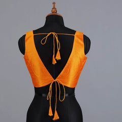 Golden Yellow Sleeveless Blouse with V-Neck - Adi Akshoy & Co.