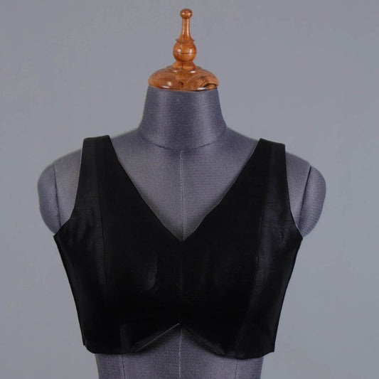 Black Sleeveless Blouse with V-Neck - Adi Akshoy & Co.
