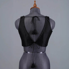 Black Sleeveless Blouse with V-Neck - Adi Akshoy & Co.