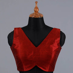 Maroon Sleeveless Blouse with V-Neck - Adi Akshoy & Co.