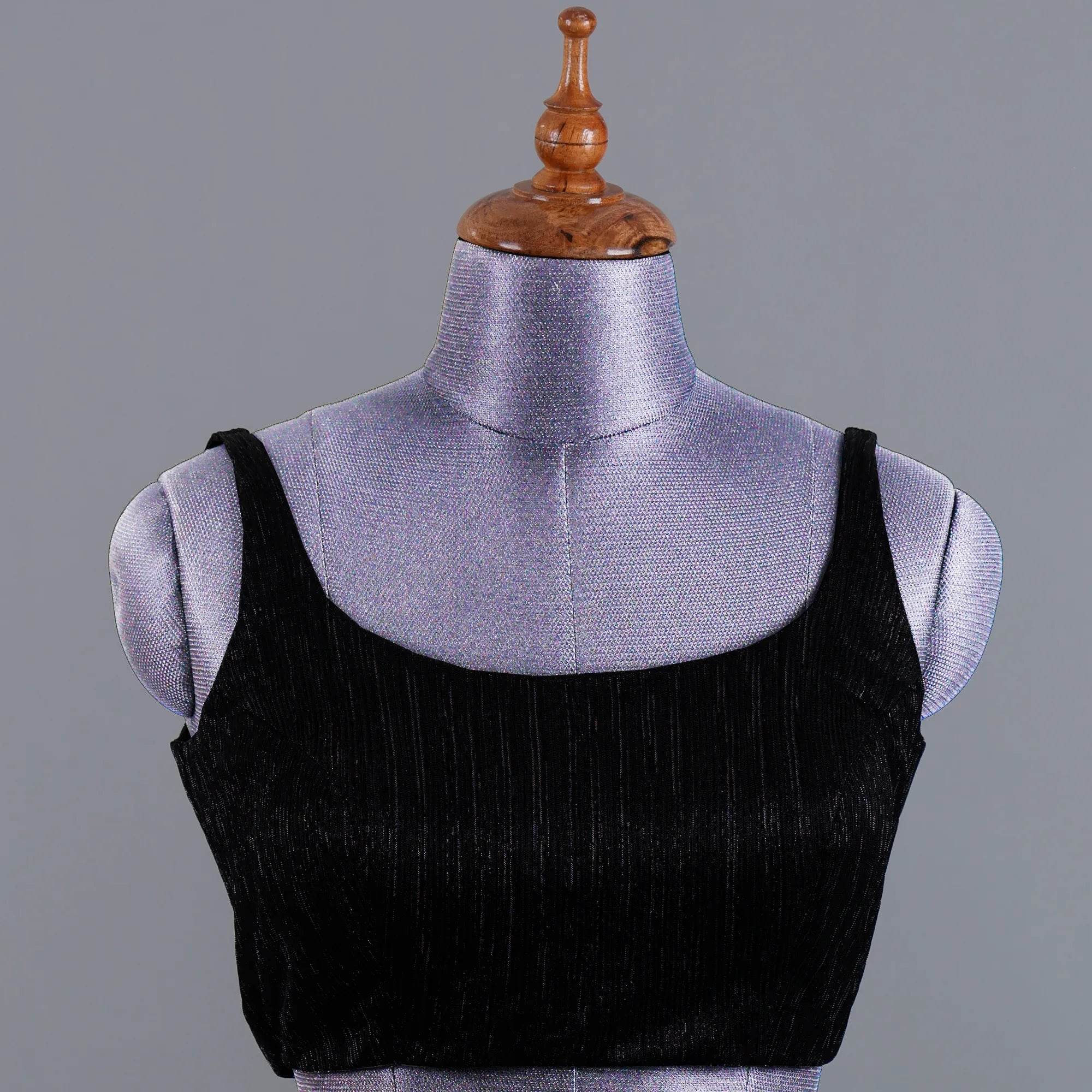 Black Crushed Fancy Partywear Sleeveless Blouse - Adi Akshoy & Co.