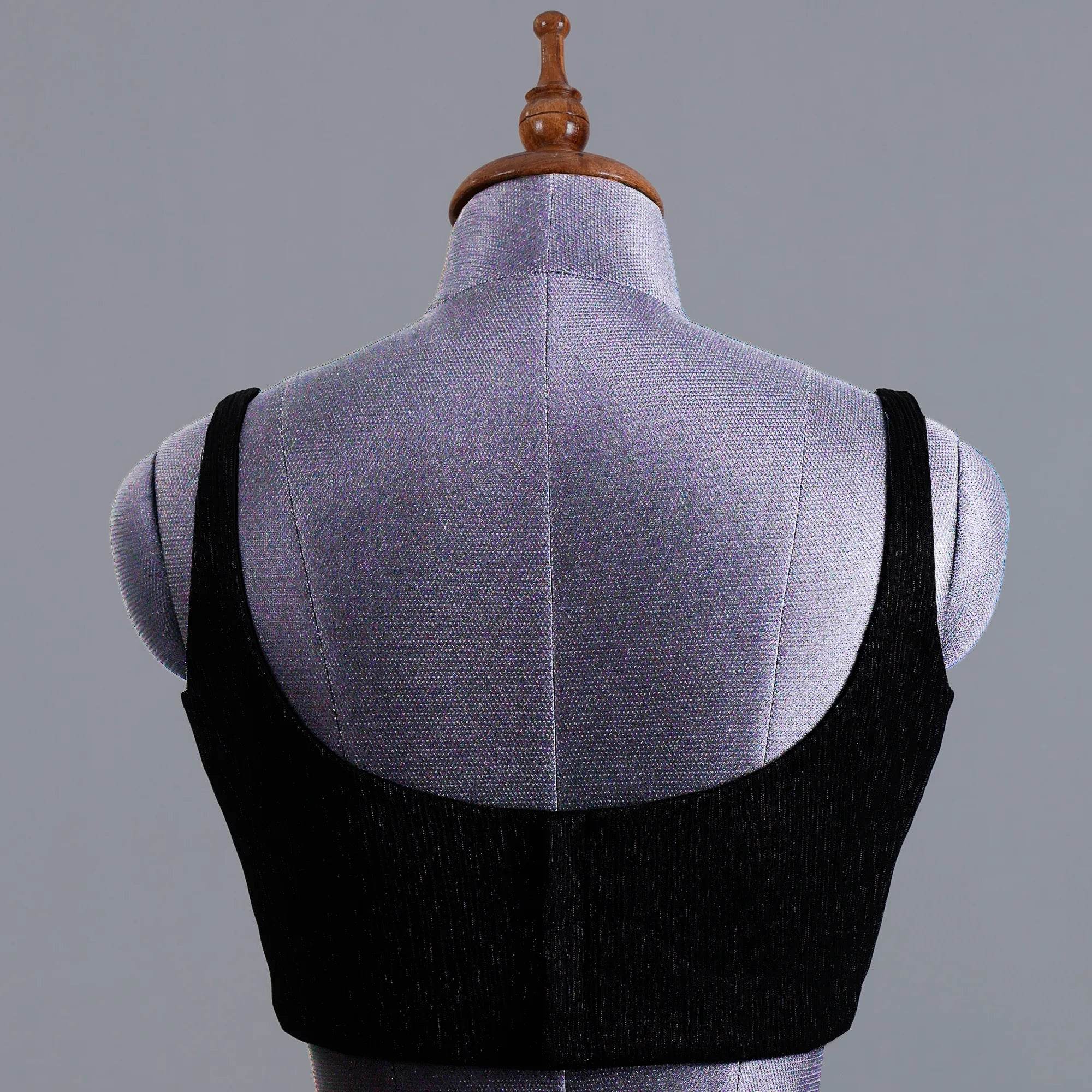 Black Crushed Fancy Partywear Sleeveless Blouse - Adi Akshoy & Co.