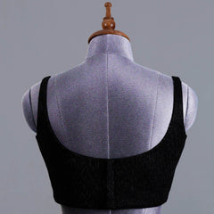 Black Crushed Fancy Partywear Sleeveless Blouse - Adi Akshoy & Co.