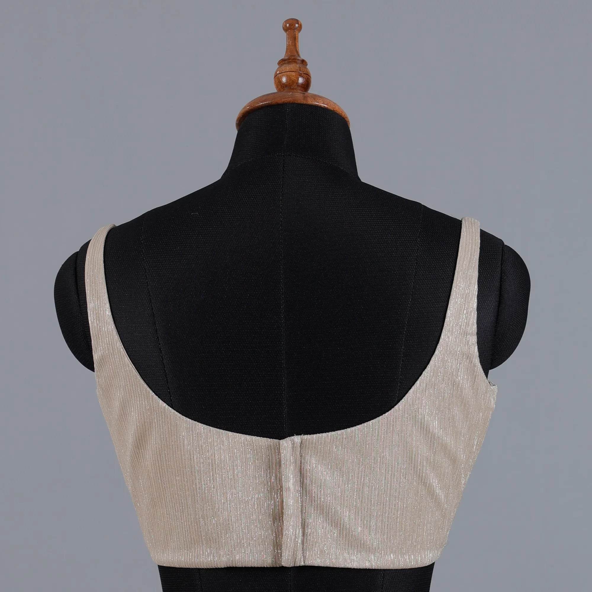 Beige Crushed Fancy Partywear Sleeveless Blouse - Adi Akshoy & Co.
