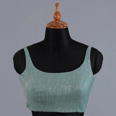 Sage Green Crushed Fancy Partywear Sleeveless Blouse - Adi Akshoy & Co.