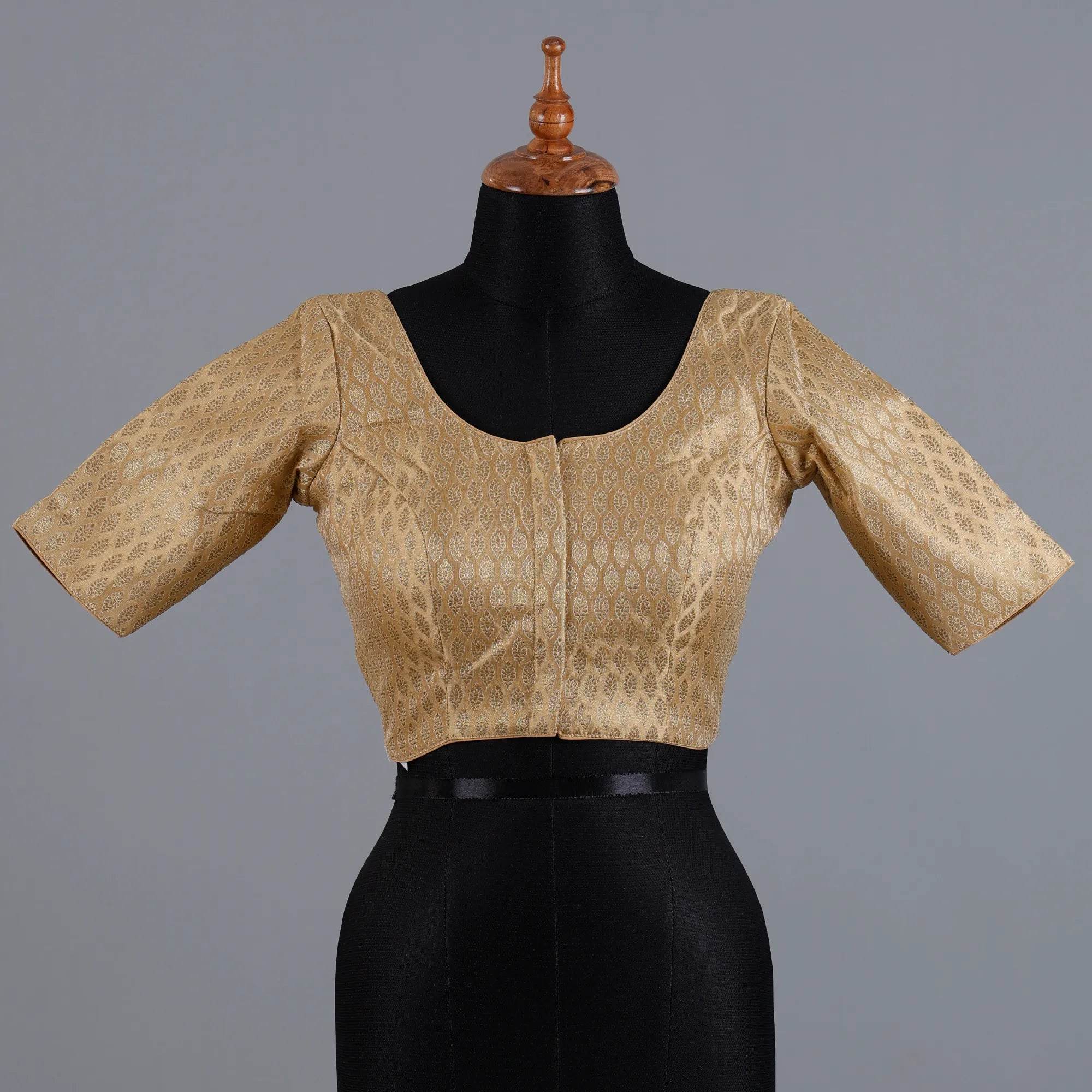 Chiku Brocade Blouse with U Neck - Adi Akshoy & Co.