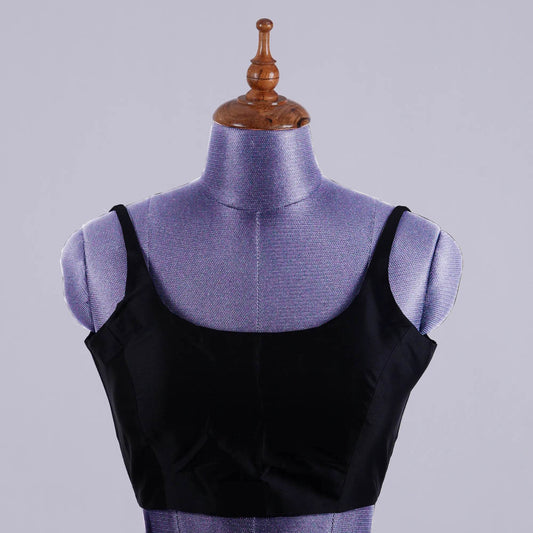 Black Sleeveless Blouse with Round Neck - Adi Akshoy & Co.