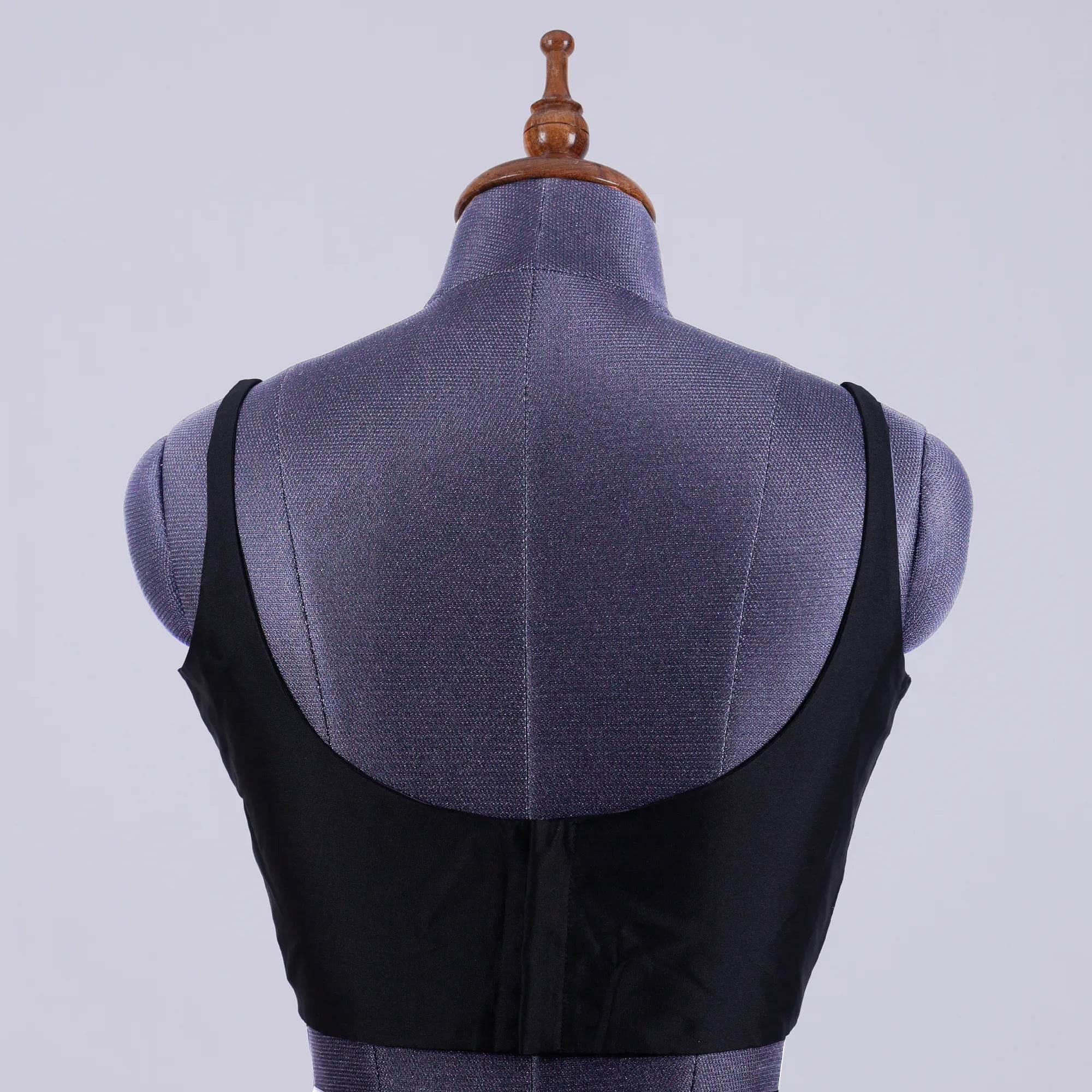 Black Sleeveless Blouse with Round Neck - Adi Akshoy & Co.