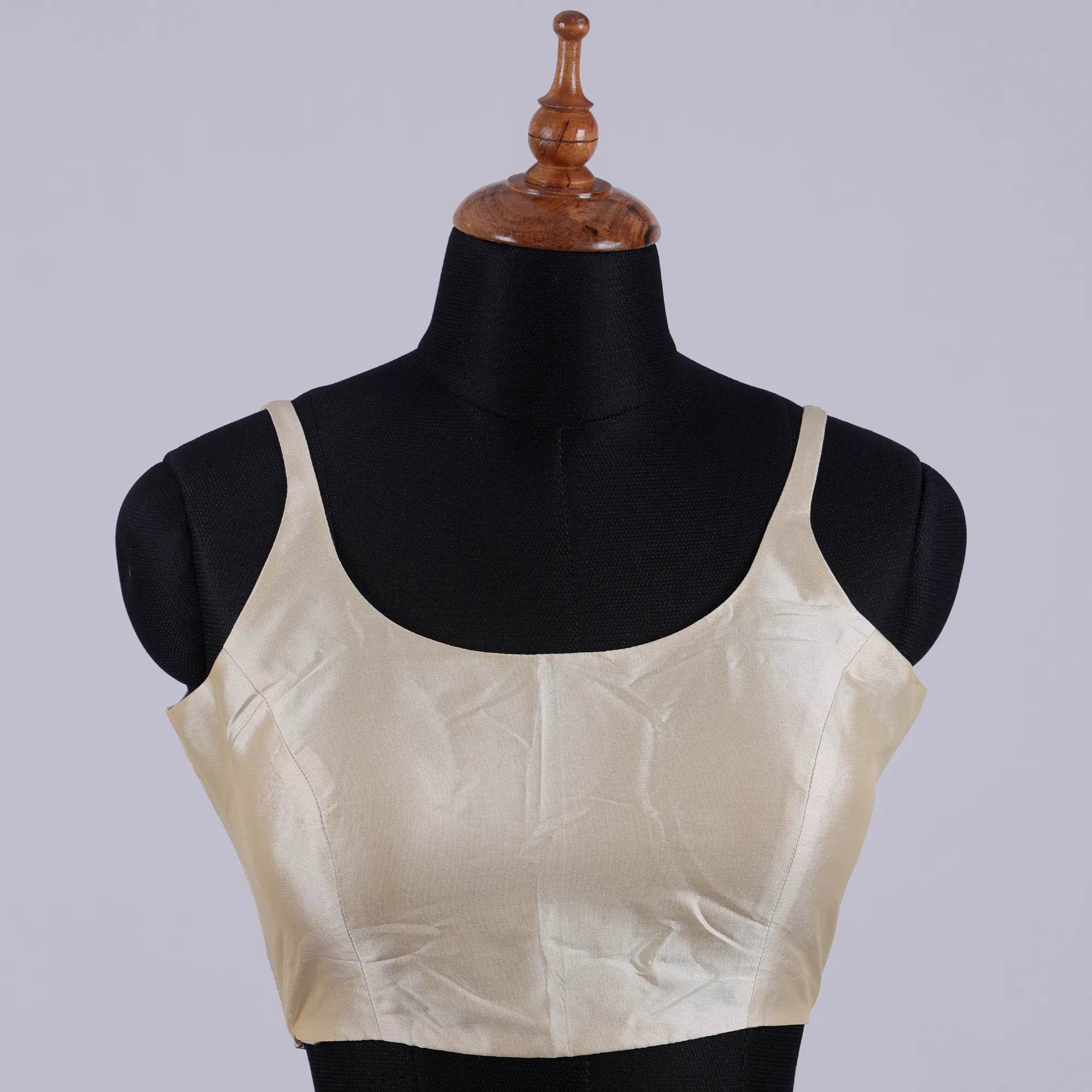 Cream Sleeveless Blouse with Round Neck - Adi Akshoy & Co.