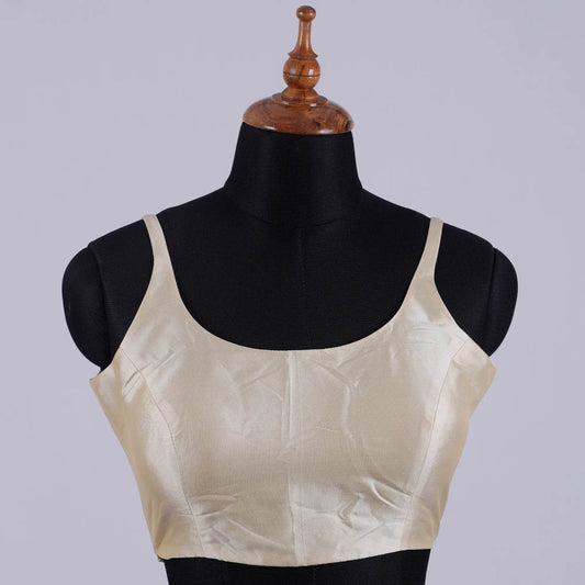 Cream Sleeveless Blouse with Round Neck - Adi Akshoy & Co.