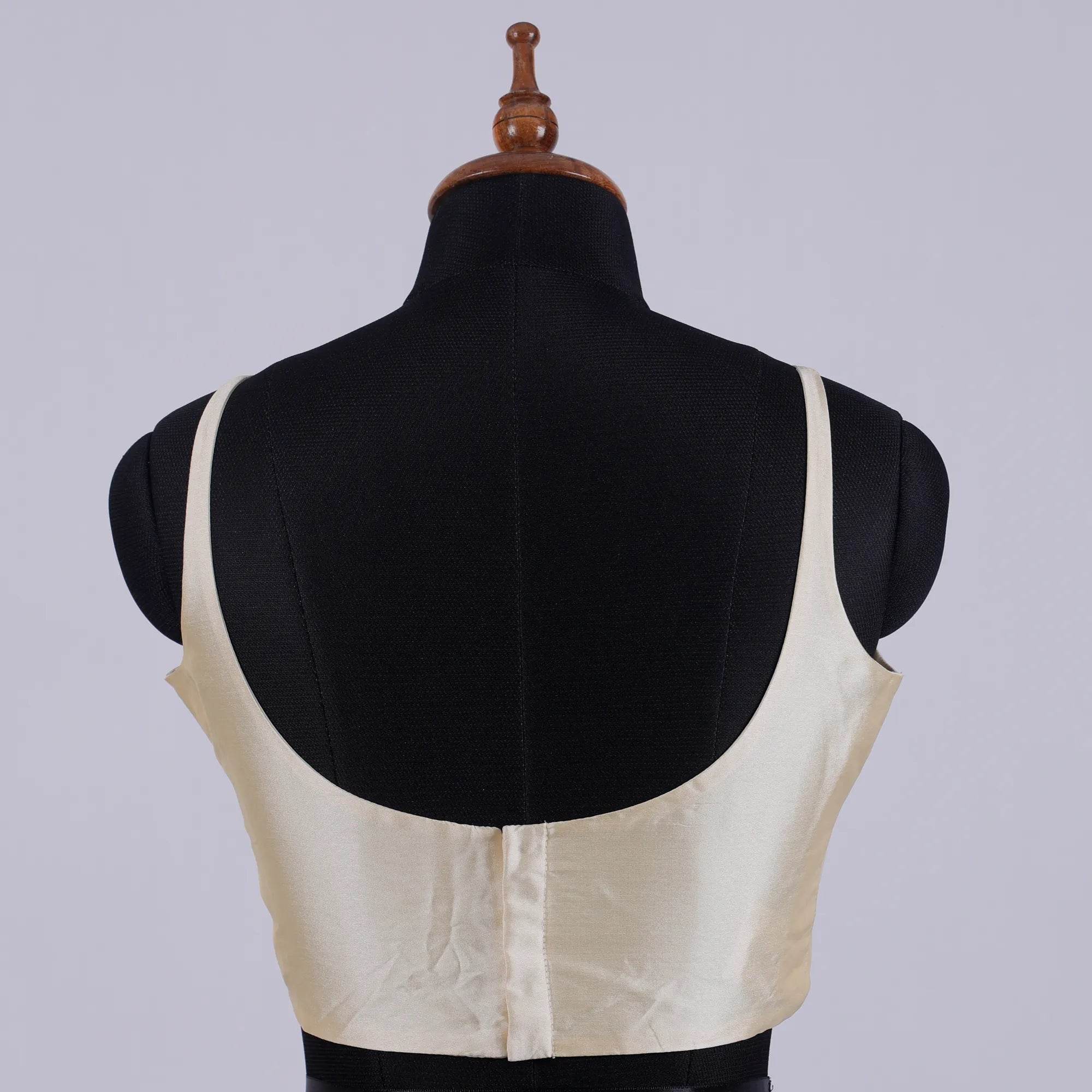 Cream Sleeveless Blouse with Round Neck - Adi Akshoy & Co.