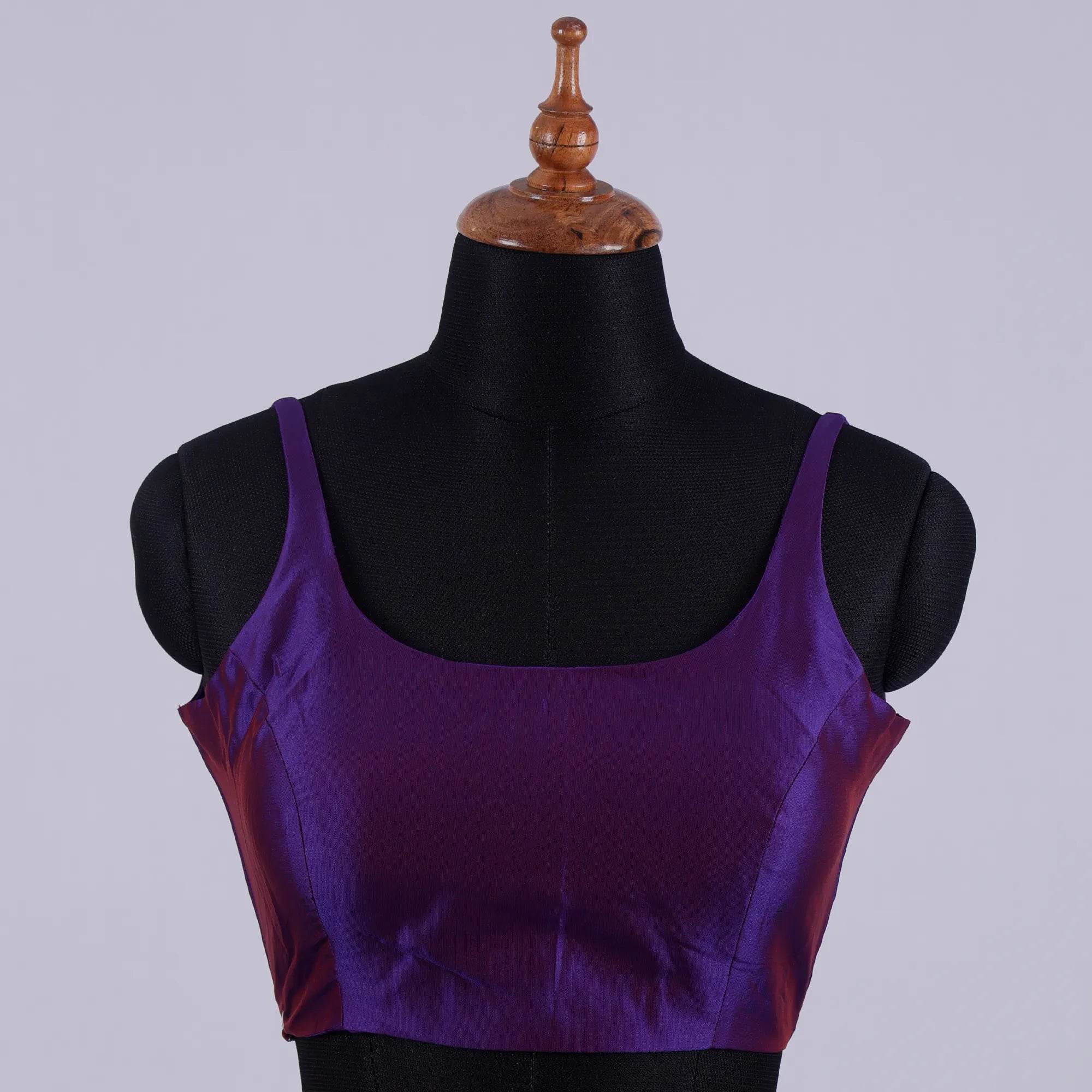 Purple Sleeveless Blouse with Round Neck - Adi Akshoy & Co.