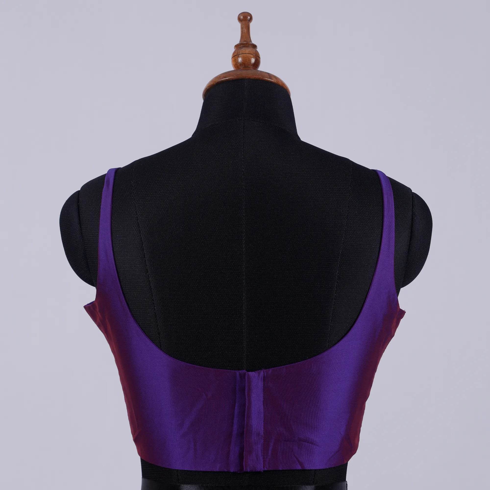 Purple Sleeveless Blouse with Round Neck - Adi Akshoy & Co.
