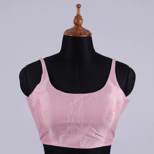 Baby Pink Sleeveless Blouse with Round Neck - Adi Akshoy & Co.