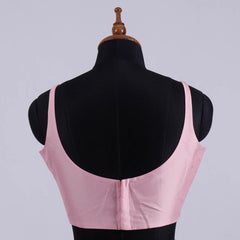 Baby Pink Sleeveless Blouse with Round Neck - Adi Akshoy & Co.