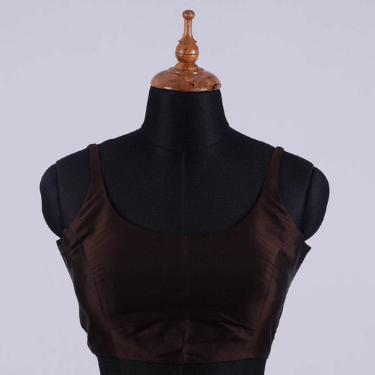 Brown Sleeveless Blouse with Round Neck - Adi Akshoy & Co.