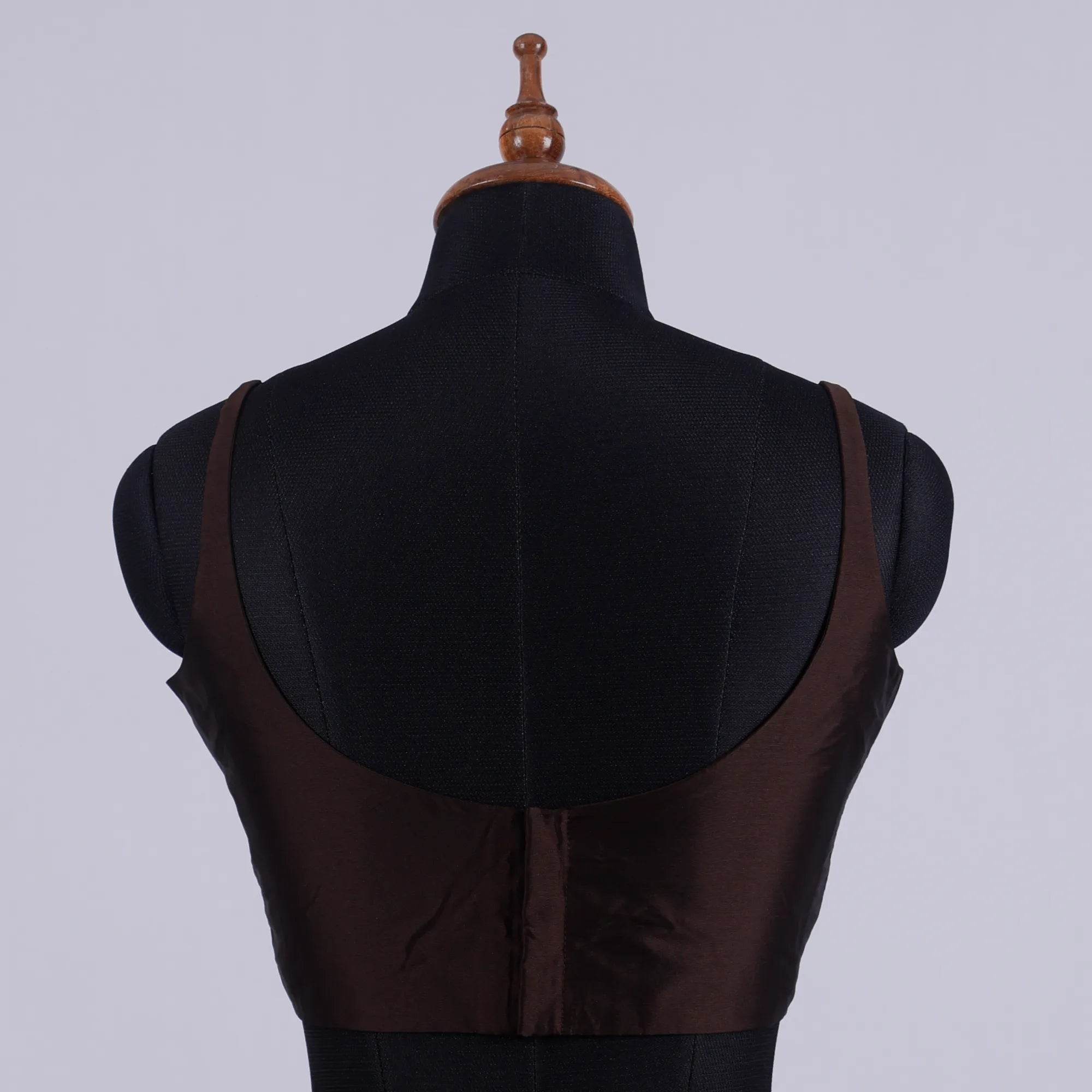 Brown Sleeveless Blouse with Round Neck - Adi Akshoy & Co.
