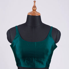 Dark Feroza Blue Sleeveless Blouse with Round Neck - Adi Akshoy & Co.