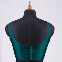 Dark Feroza Blue Sleeveless Blouse with Round Neck - Adi Akshoy & Co.