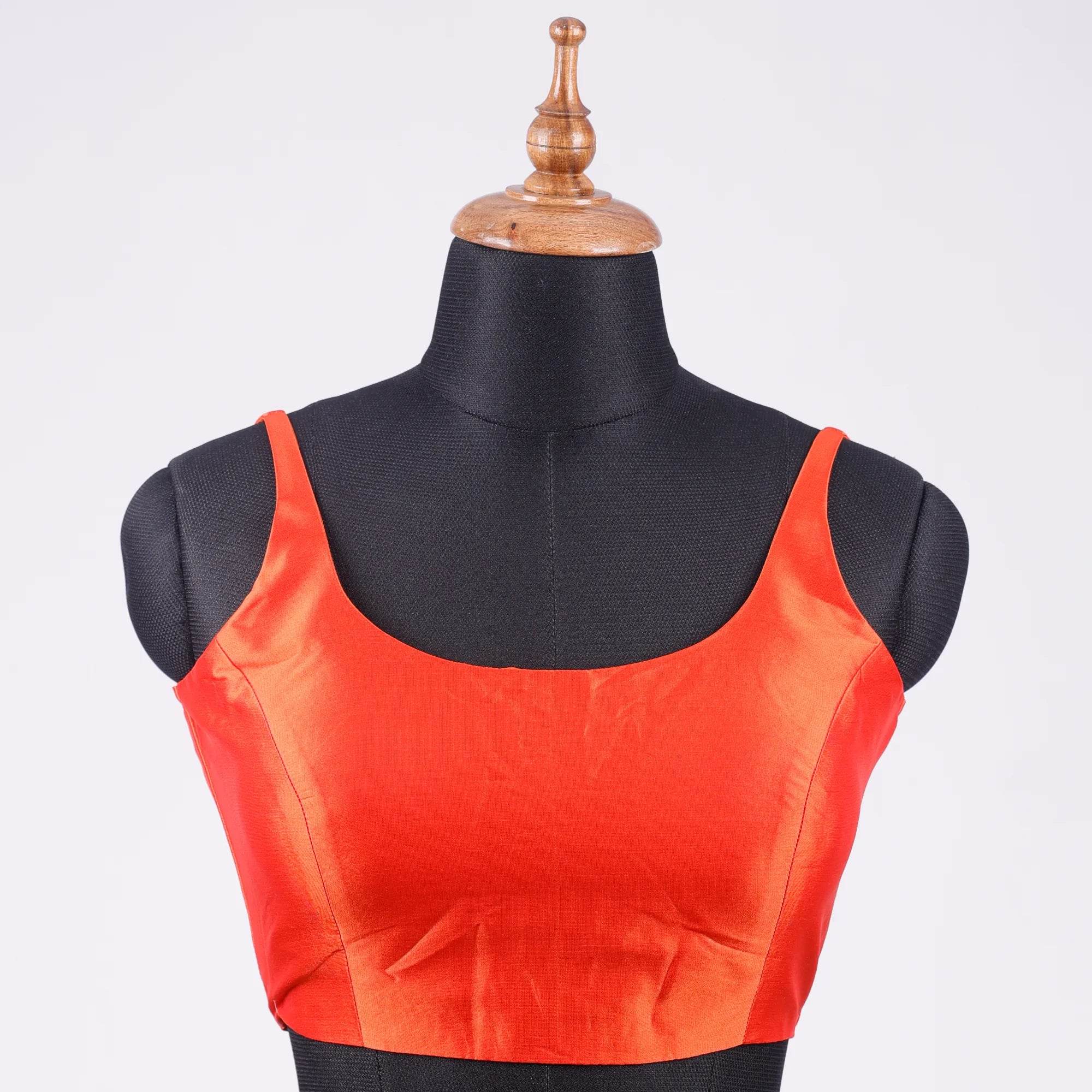 Rust Sleeveless Blouse with Round Neck - Adi Akshoy & Co.