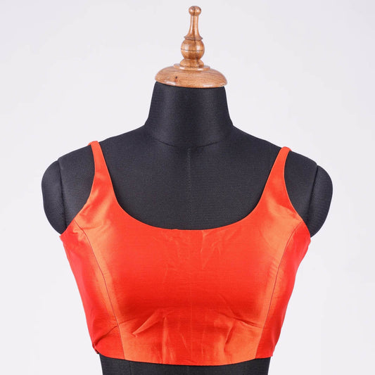 Rust Sleeveless Blouse with Round Neck - Adi Akshoy & Co.