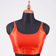 Rust Sleeveless Blouse with Round Neck - Adi Akshoy & Co.