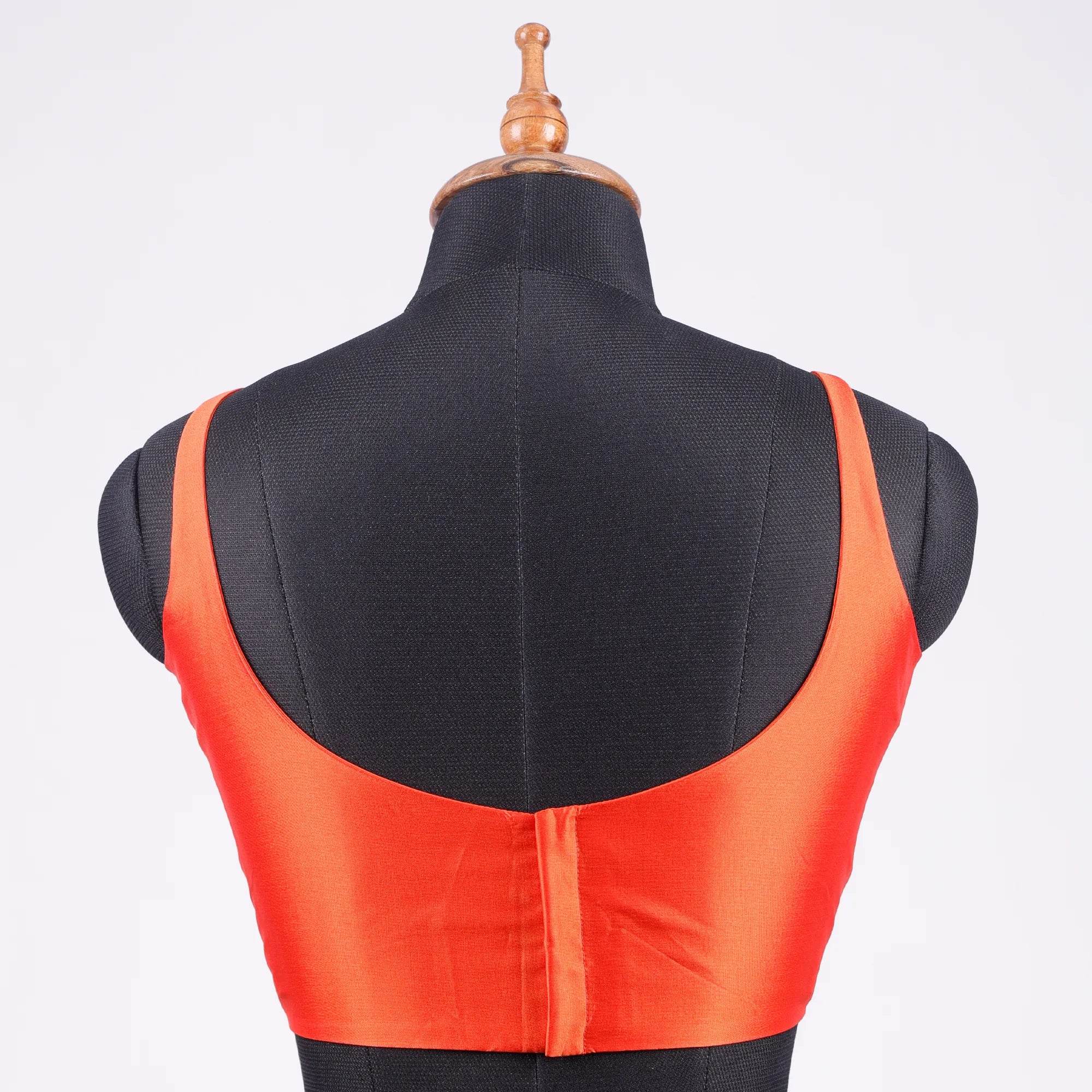 Rust Sleeveless Blouse with Round Neck - Adi Akshoy & Co.