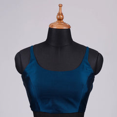Firoza Blue Sleeveless Blouse with Round Neck - Adi Akshoy & Co.