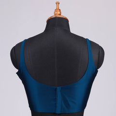 Firoza Blue Sleeveless Blouse with Round Neck - Adi Akshoy & Co.