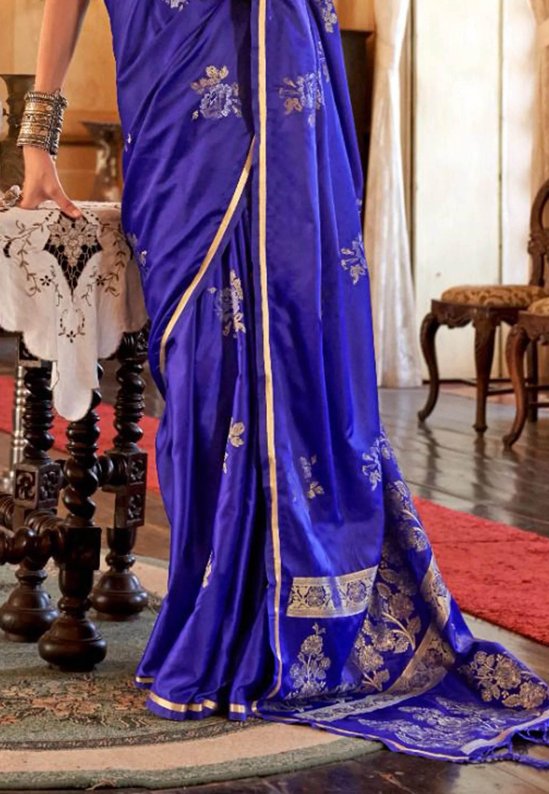 Purple Mashru Silk Saree with Blouse Piece - Adi Akshoy & Co.