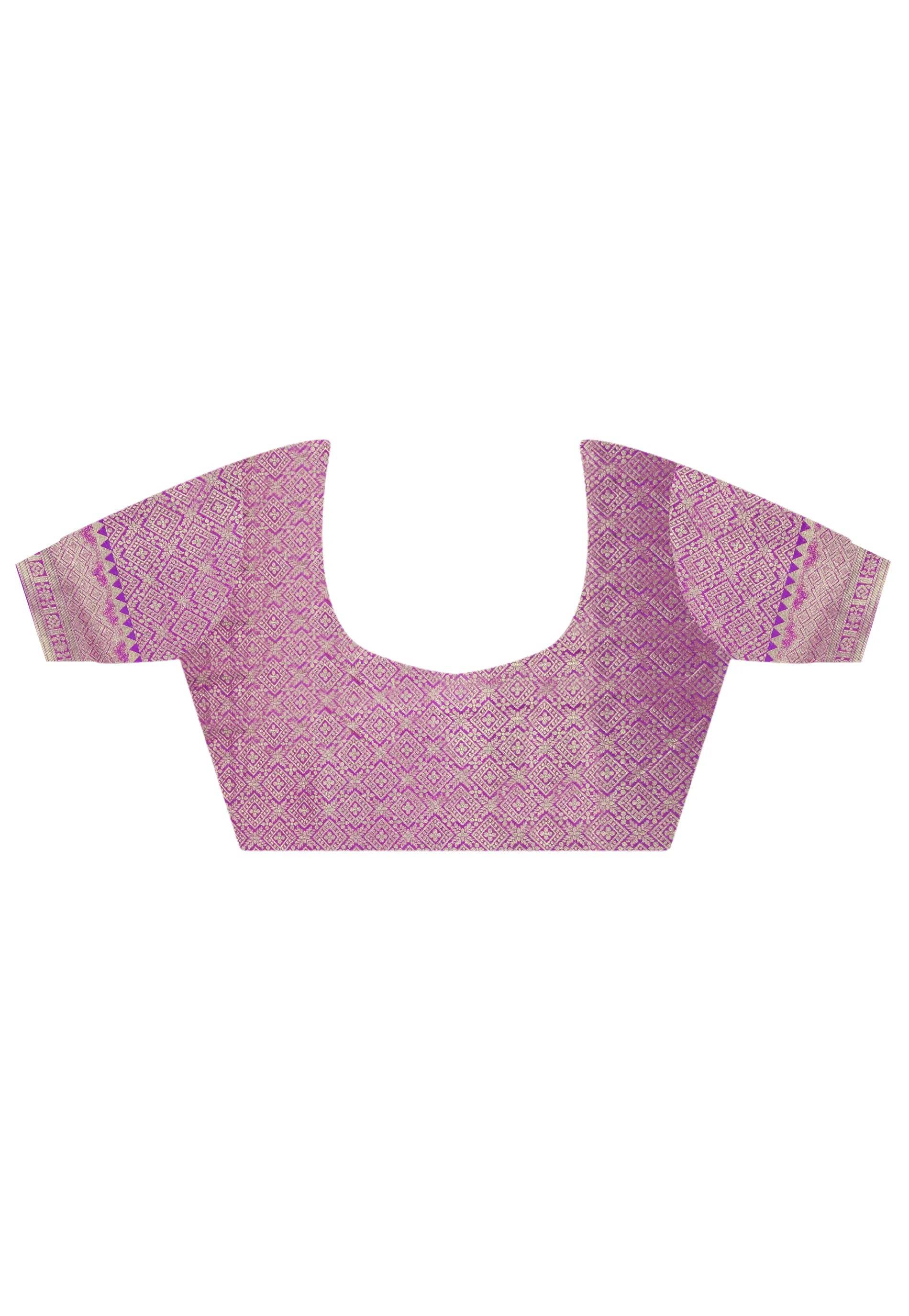 Magenta Katan Silk Saree With Blouse Piece - Adi Akshoy & Co.