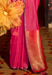 Pink Katan Silk Saree With Blouse Piece - Adi Akshoy & Co.