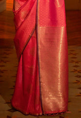 Dual Shades of Orange Katan Silk Saree With Blouse Piece - Adi Akshoy & Co.