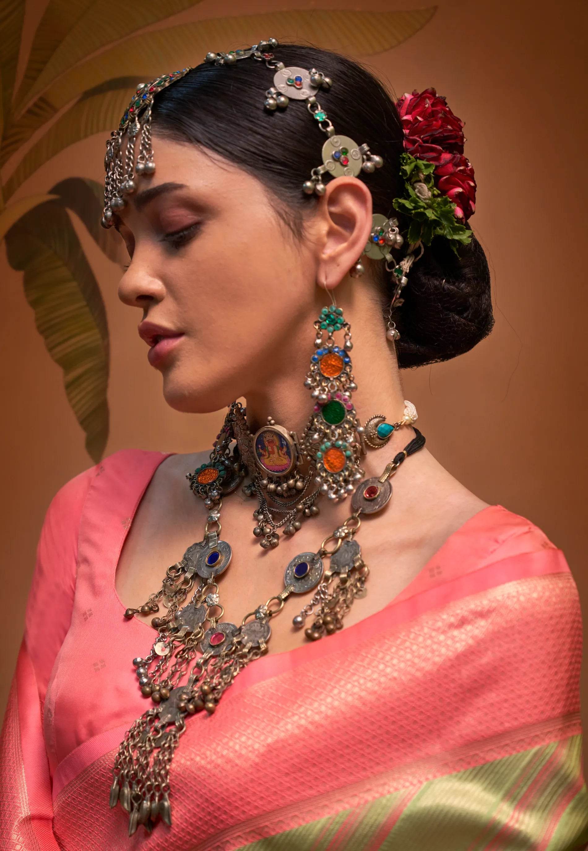 Pastel Green Brocade Kanjivaram Silk Saree With Blouse Piece - Adi Akshoy & Co.