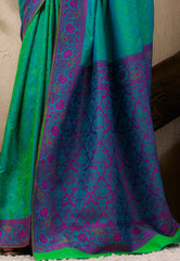Bottle Green Kanjivaram Silk Saree with Blouse Piece - Adi Akshoy & Co.