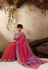 Rani Pink Kanjivaram Silk Saree with Blouse Piece - Adi Akshoy & Co.