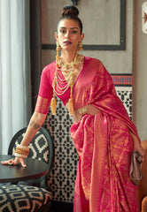 Rani Brocade Kanjivaram Silk Saree With Blouse Piece - Adi Akshoy & Co.