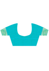 Feroza Blue Kanjivaram Silk Saree With Blouse Piece - Adi Akshoy & Co.