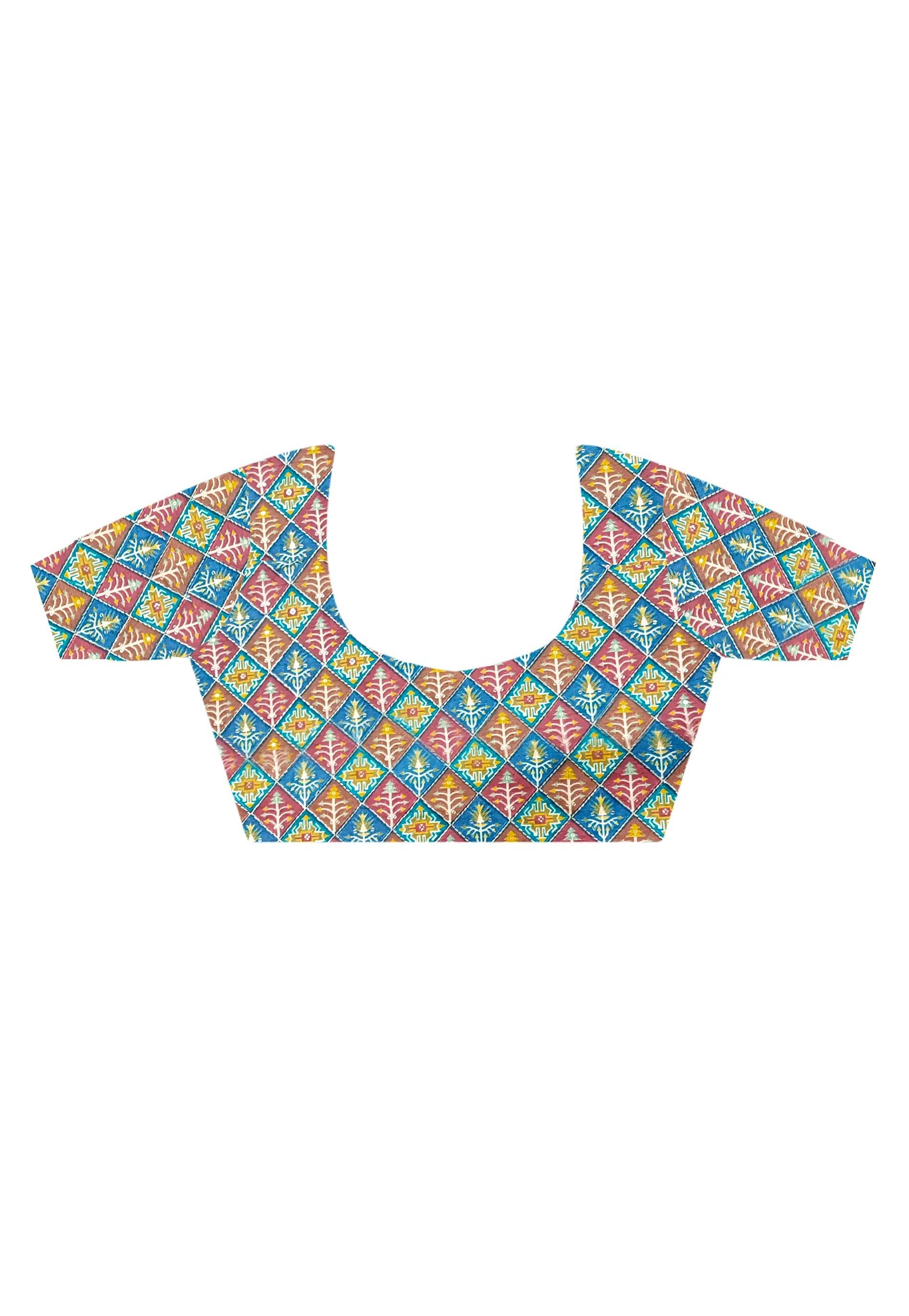 Blue Tissue Silk Saree with Blouse Piece - Adi Akshoy & Co.