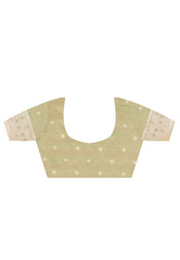 Sage Green Tussar Silk Saree with Blouse Piece - Adi Akshoy & Co.