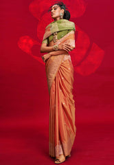 Rust Tussar Silk Saree with Blouse Piece - Adi Akshoy & Co.